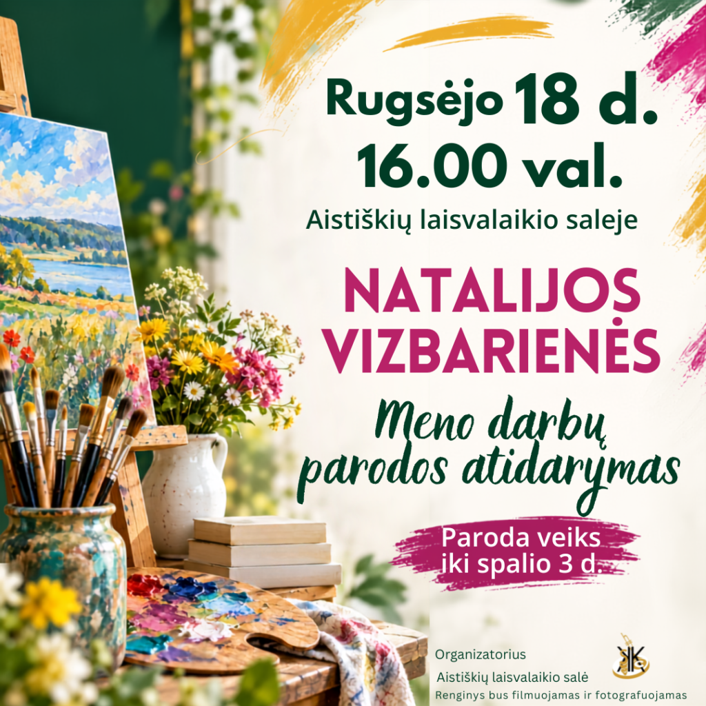 Natalijos Vizbarienės meno darbų paroda plakatas