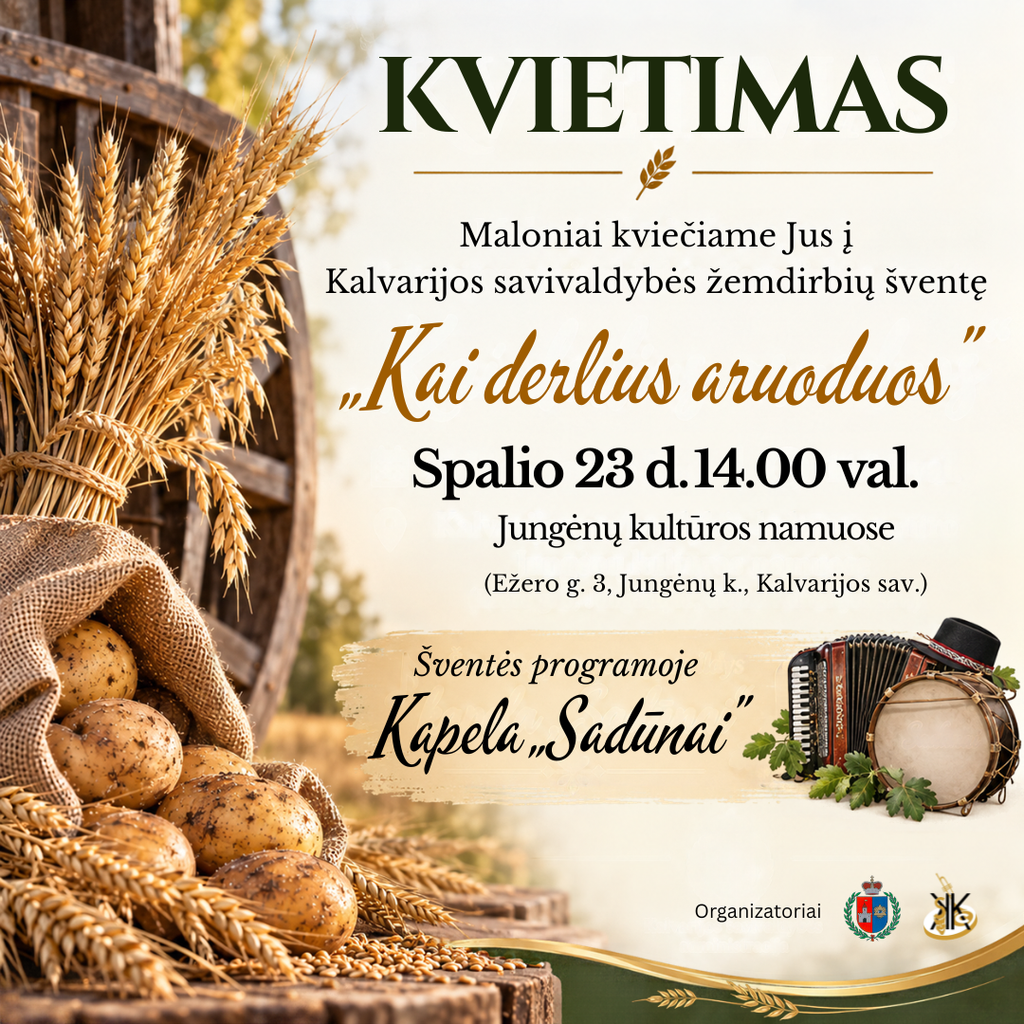 Žemdirbių šventė „Kai derlius aruoduos“ plakatas